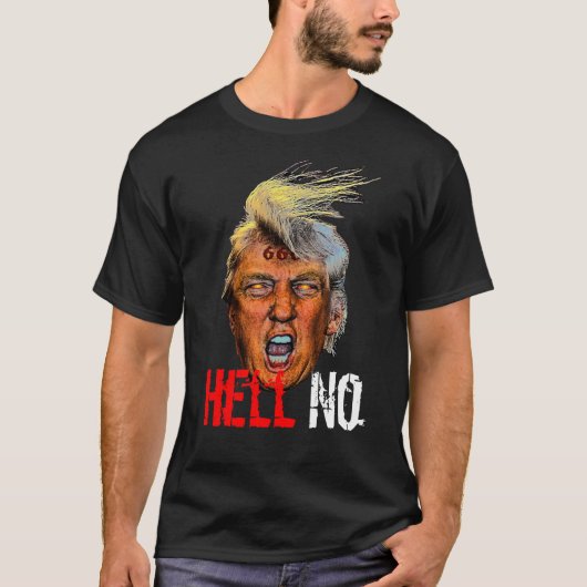悪魔の大統領 トランプ 悪魔 反キリスト 地獄に堕ちろ Tシャツ (正面)