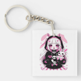 悪魔の女の子ハロウィーンTシャツ – かわいい不気味コスチューム キーホルダー