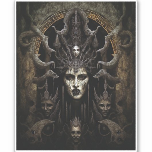 悪魔の女モンスターホラーアート シール (正面)