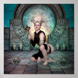 悪魔の女性と次元のstargate。 ポスター