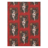 悪魔の女性テーブルクロスを踊るヴィンテージ テーブルクロス (正面)