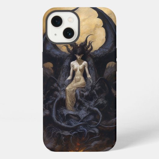 悪魔の女 ダークファンタジー ゴス ゴシックアート iPhoneケース (裏面)