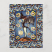 悪魔の尾の魔女とこうもりの翼、星空の夜セクシー シーズンポストカード (正面)