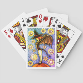 悪魔の尾の魔女とこうもりの翼、星空の夜セクシー トランプ