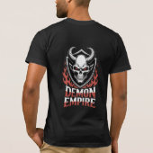 悪魔の帝国 ドクロ グラフィック 角のある悪魔の盾 Tシャツ (裏面)