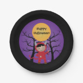 悪魔の格好をした子供のハロウィン紙皿 ペーパープレート (正面)