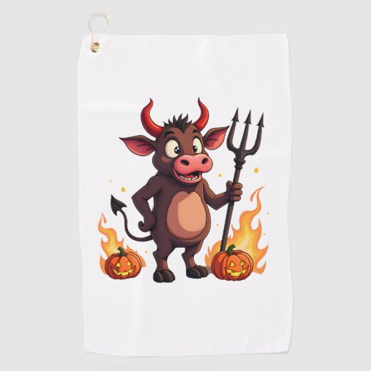 悪魔の牛のいたずら ゴルフタオル (正面)