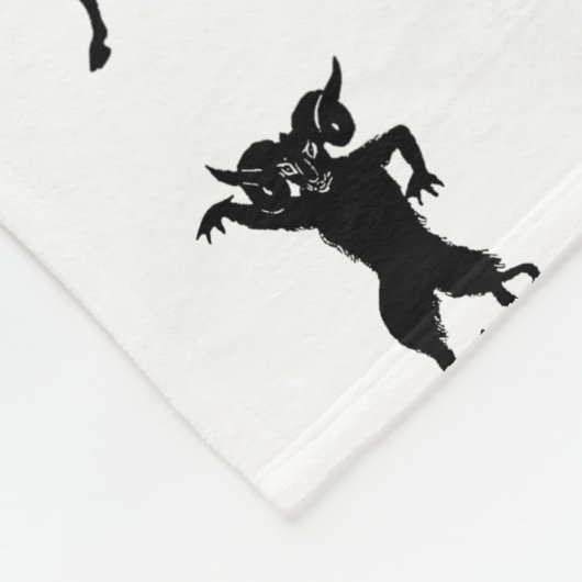 悪魔の牡羊座と黒と白 フリースブランケット (角)
