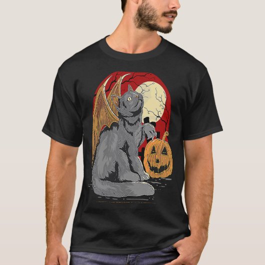 悪魔の猫が犠牲を求める Tシャツ (正面)
