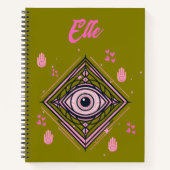 悪魔の目とハートピンクとオリーブ ノートブック (正面)