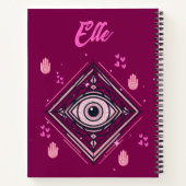 悪魔の目とハートピンクのワインでハムザハンド ノートブック (裏面)