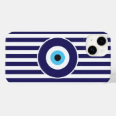 悪魔の眼からの保護(ライトブルーストライプの) Case-Mate iPhoneケース (裏面 (横))