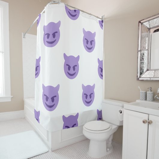 悪魔の絵文字バスルームのシャワーカーテン シャワーカーテン (インサイチュ)