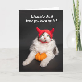 悪魔の衣装を着た猫ちゃん ハッピーハロウィン シーズンカード