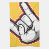 悪魔の角の手ぶり キッチンタオル (縦)