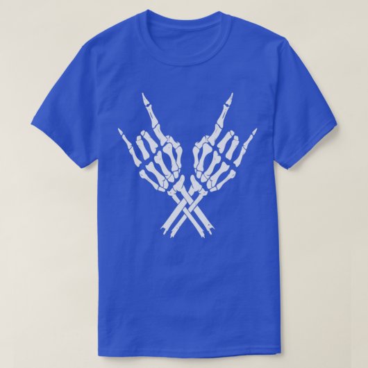 悪魔の角スケルトン手ヘビーメタルロックとRo Tシャツ (デザイン正面)