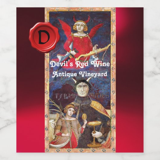 悪魔の赤ワイン ワックス シール モノグラム / アンティーク タロット (シングルラベル)