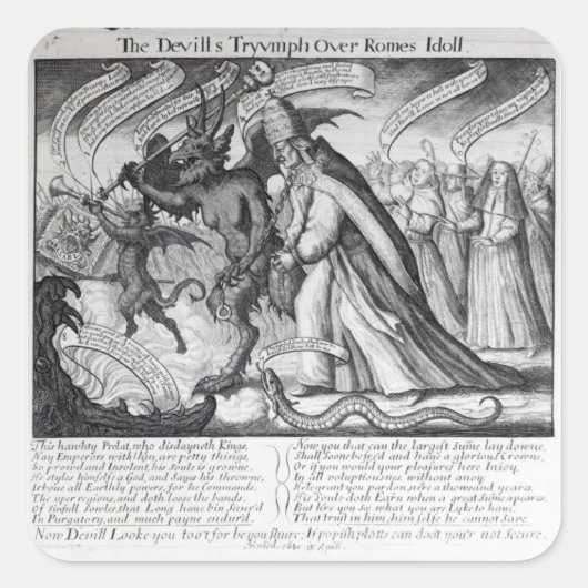 悪魔は教皇を率いて鎖を取り、1680年 スクエアシール (正面)
