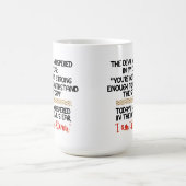 悪魔は私の耳命にささやいた感動的 コーヒーマグカップ (中央)