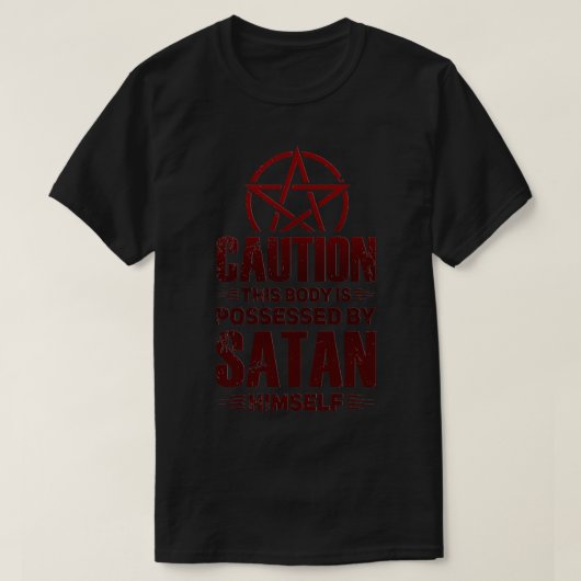 悪魔サタンは人が抱く論争を見ている Tシャツ (デザイン正面)
