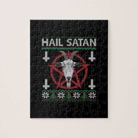 悪魔サタン万歳 ゴアヘッド ペンタグラム 面白い Satanic 醜い ジグソーパズル (縦)