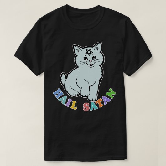 悪魔サタン かわいい キティ デザイン Tシャツ (デザイン正面)