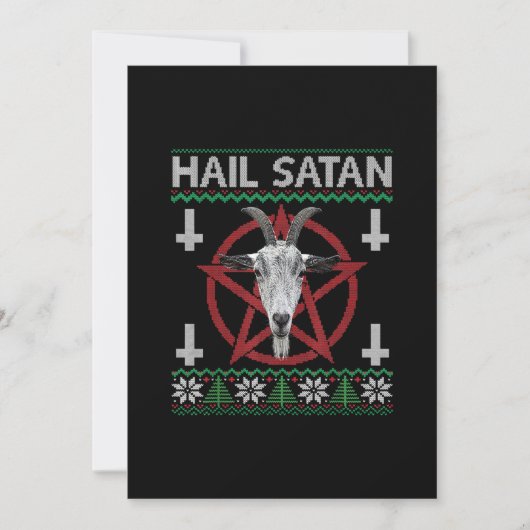 悪魔サタン 羊の頭 ペンタグラム 面白い Satanic 醜い シーズンカード (正面)