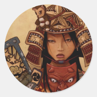悪魔サムライガールステッカー ラウンドシール