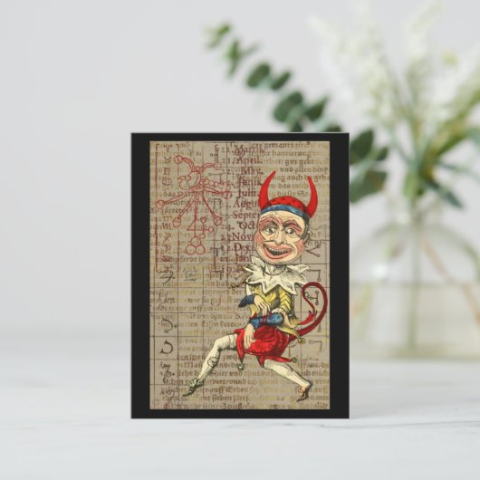 悪魔ピエロ〔占星術の〕十二宮図オカルトシンボル ポストカード (スタンド正面)