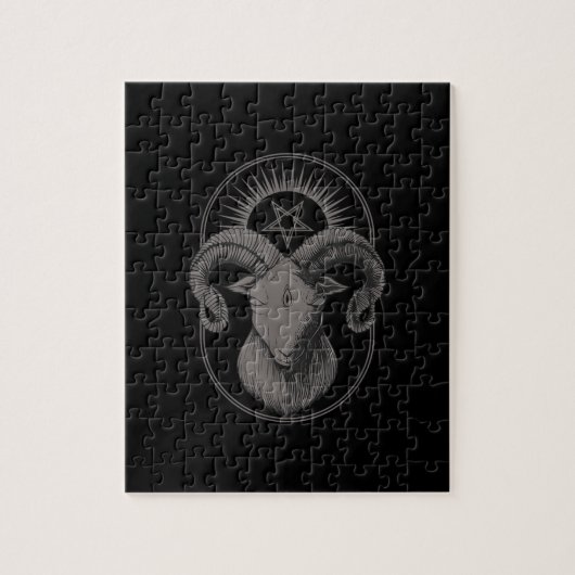 悪魔ヤギPentagram Baphometサタンオカルトサタン ジグソーパズル (縦)