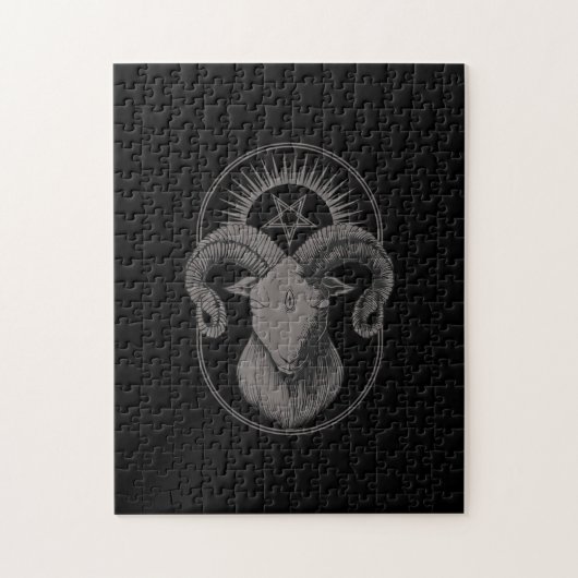 悪魔ヤギPentagram Baphometサタンオカルトサタン ジグソーパズル (縦)