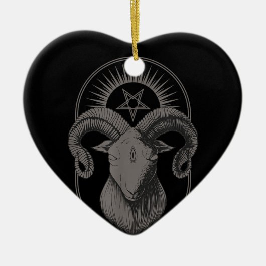 悪魔ヤギPentagram Baphometサタンオカルトサタン セラミックオーナメント (正面)