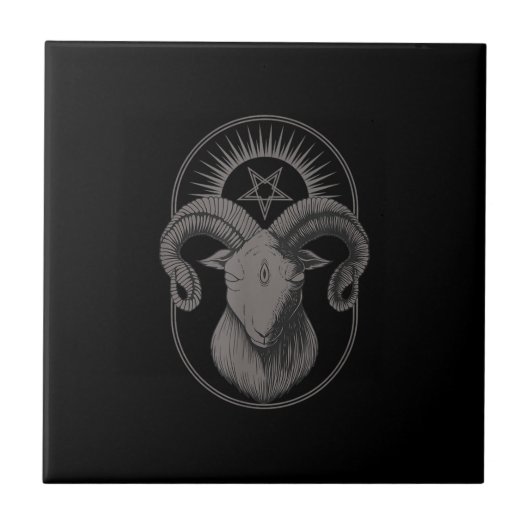 悪魔ヤギPentagram Baphometサタンオカルトサタン タイル (正面)