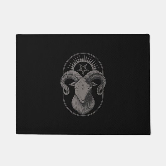 悪魔ヤギPentagram Baphometサタンオカルトサタン ドアマット (正面)