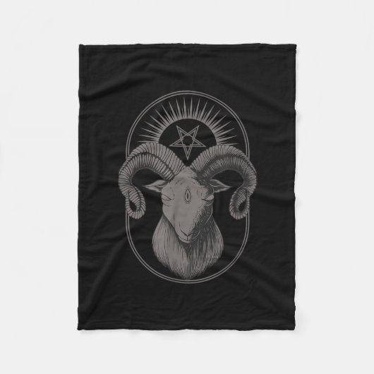 悪魔ヤギPentagram Baphometサタンオカルトサタン フリースブランケット (正面)