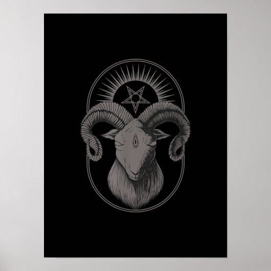 悪魔ヤギPentagram Baphometサタンオカルトサタン ポスター (正面)