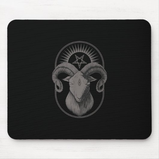 悪魔ヤギPentagram Baphometサタンオカルトサタン マウスパッド (正面)