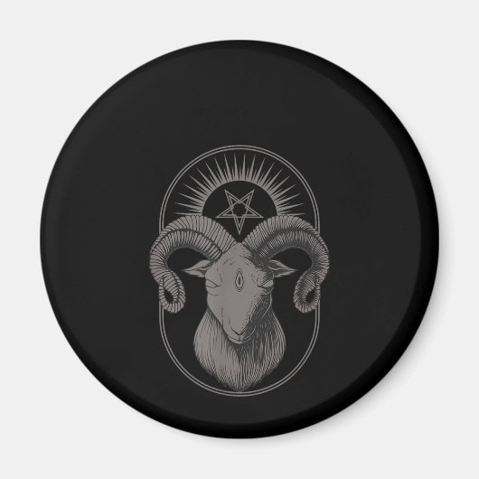 悪魔ヤギPentagram Baphometサタンオカルトサタン マグネット (正面)