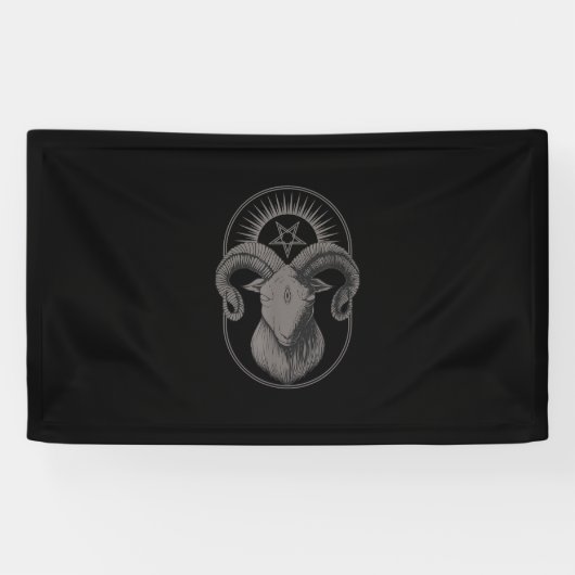 悪魔ヤギPentagram Baphometサタンオカルトサタン 横断幕 (横)