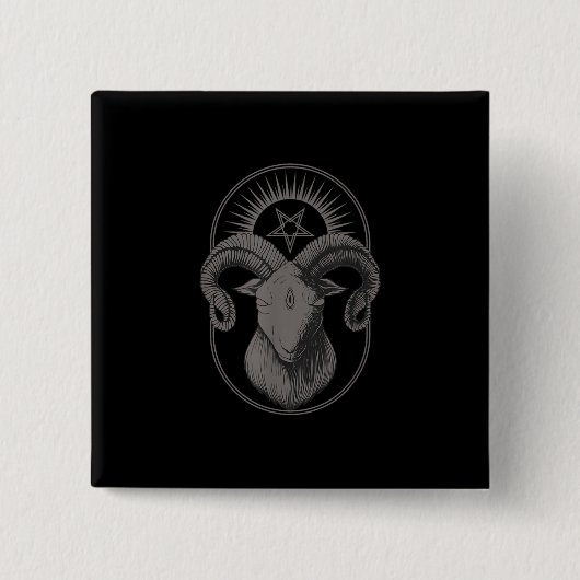 悪魔ヤギPentagram Baphometサタンオカルトサタン 缶バッジ (正面)
