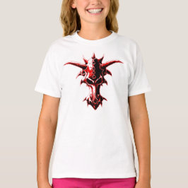 悪魔的なドラゴンのスカルの赤 Tシャツ