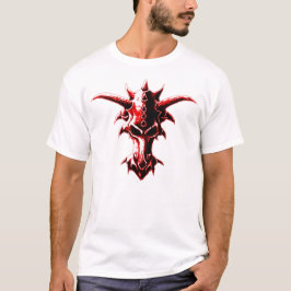 悪魔的なドラゴンのスカルの赤 Tシャツ
