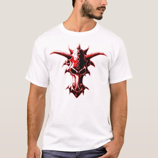 悪魔的なドラゴンのスカルの赤 Tシャツ (正面)