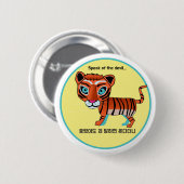 悪魔話の文字とイラストレーション 缶バッジ (正面&裏面)