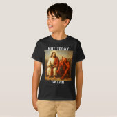 悪魔退散 今日はダメだサタン イエス対サタン ゲーマー ゲーム Tシャツ (正面フル)