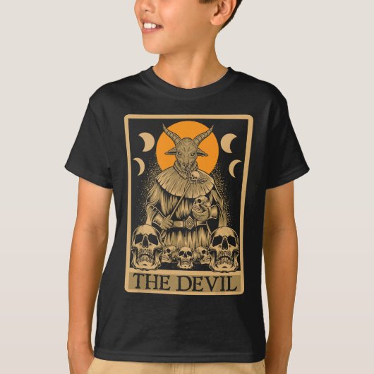 悪魔 – ゴシックタロットカー読ドの占い Tシャツ (正面)