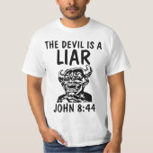 悪魔(サタン)は嘘つき、キリスト教のTシャツだ Tシャツ (正面)
