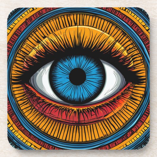 悪鮮やか眼芸術的デザイン コースター (正面)
