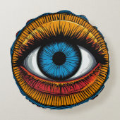 悪鮮やか眼芸術的デザイン ラウンドクッション (裏面)