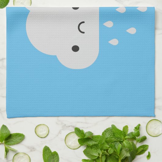 悲しいかわいいの雨雲 キッチンタオル (折り畳み)